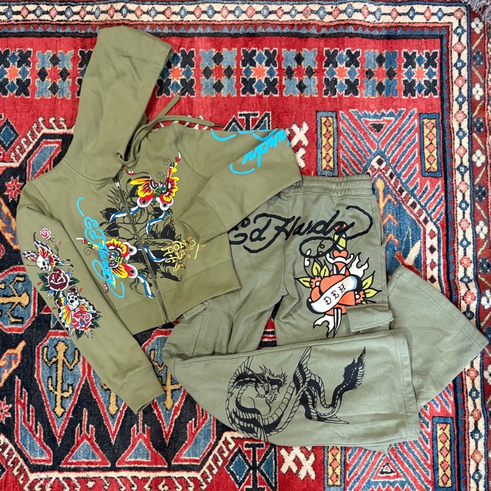 Olive Green Graphic Hoodie and Joggers Set